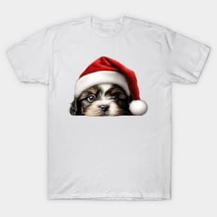 Christmas Peeking Puppy T-Shirt